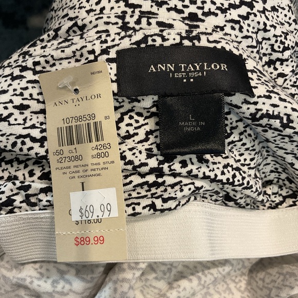 Ann Taylor Strapless Maxi Dress - White with Black Abstract Design - Picture 10 of 11